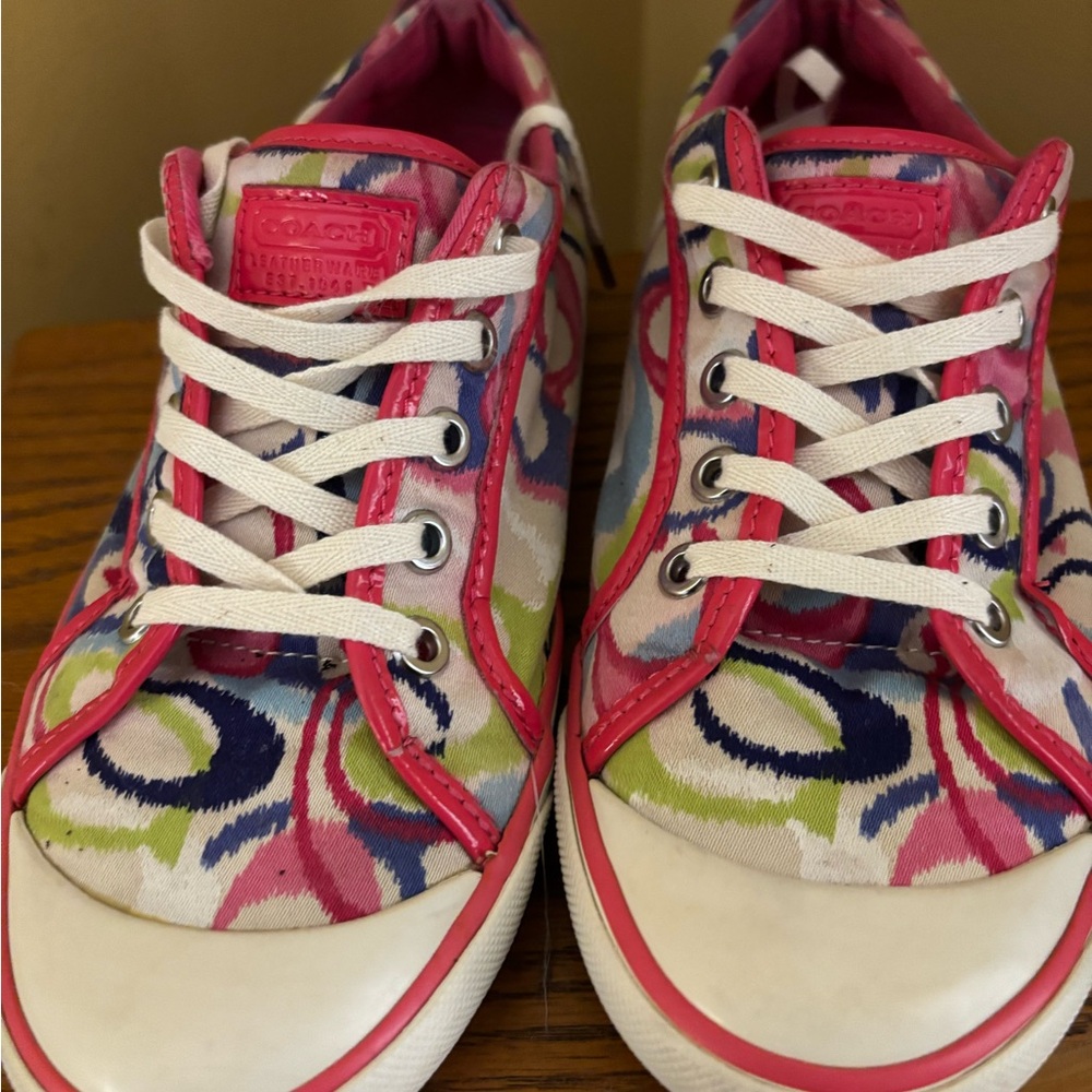 Coach Barrett Vibrant Pink and Cream Sneakers - Picture 5 of 10